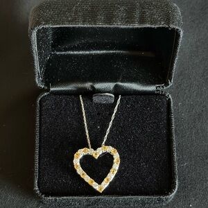 Sterling Silver Heart Pendant with CZ and Citrine
